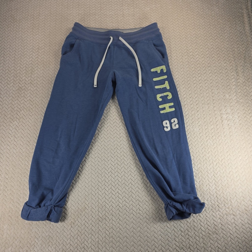 Y2K Abercrombie & Fitch Blue Fitch 92 Logo Sweatpants Joggers Small
